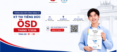 Thông báo lịch thi cấp Chứng chỉ năng lực tiếng Đức ÖSD tháng 07/2026
